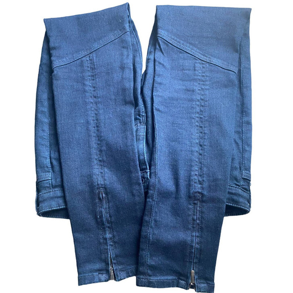 AGR Moto Skinny Dark Wash Blue Denim Jeans - Picture 6 of 9